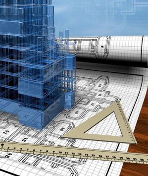 A building with some construction plans on the floor